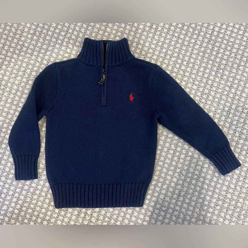 Polo Ralph Lauren Navy Kids Sweater with Red Logo